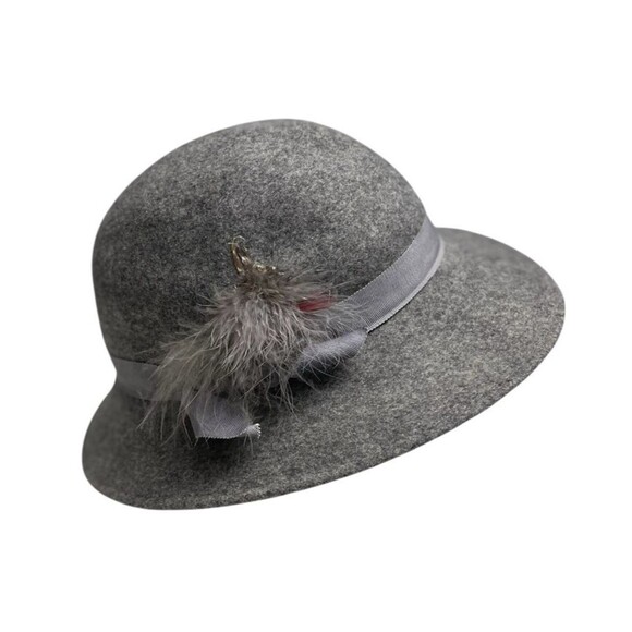 Vintage Lancaster Designer Wool Gray Fedora Hat 11" W Accessory Felt WPL 4384 - Picture 5 of 16